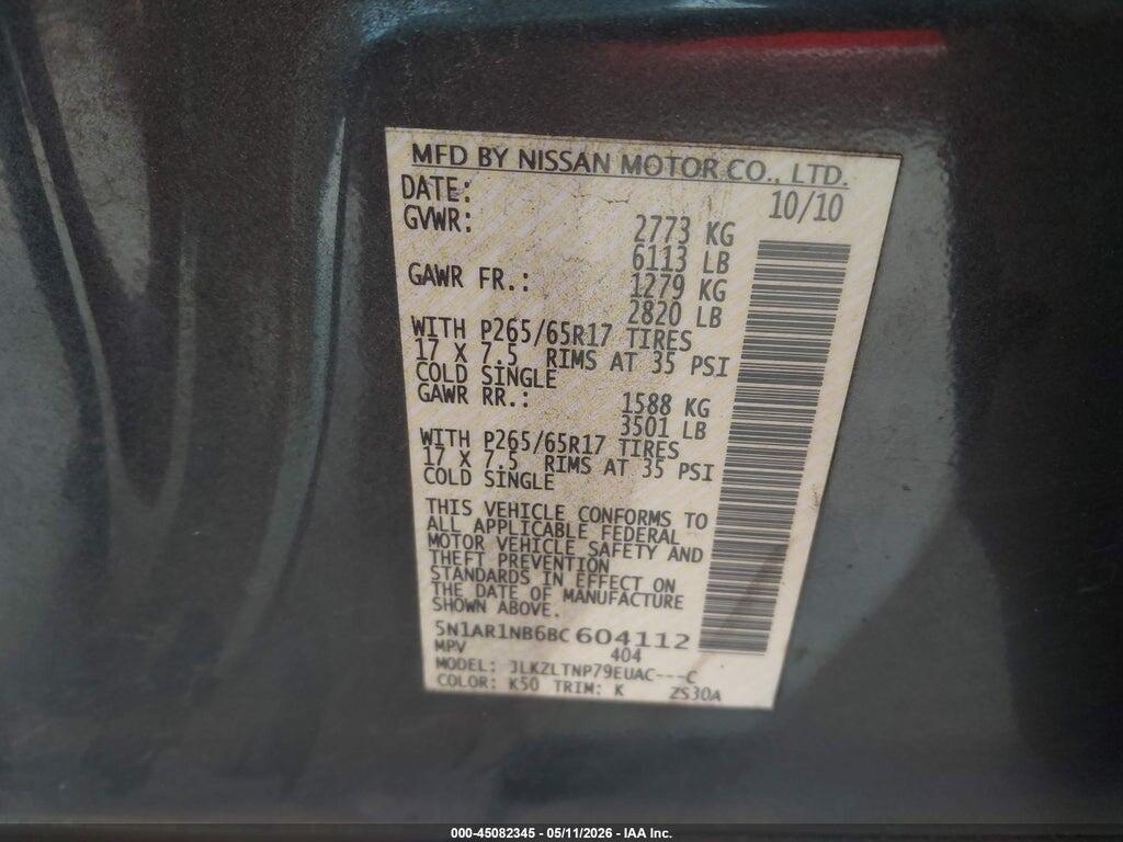 5N1AR1NB6BC604112 2011 NISSAN PATHFINDER photo no. 9