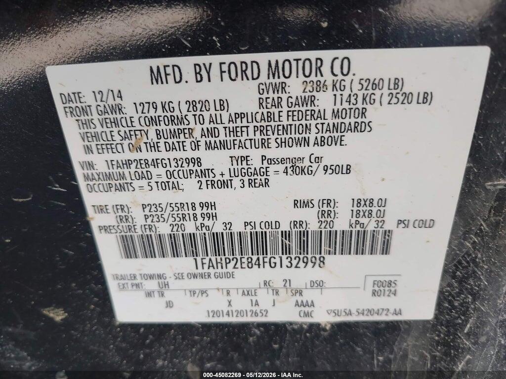 1FAHP2E84FG132998 2015 FORD TAURUS photo no. 9