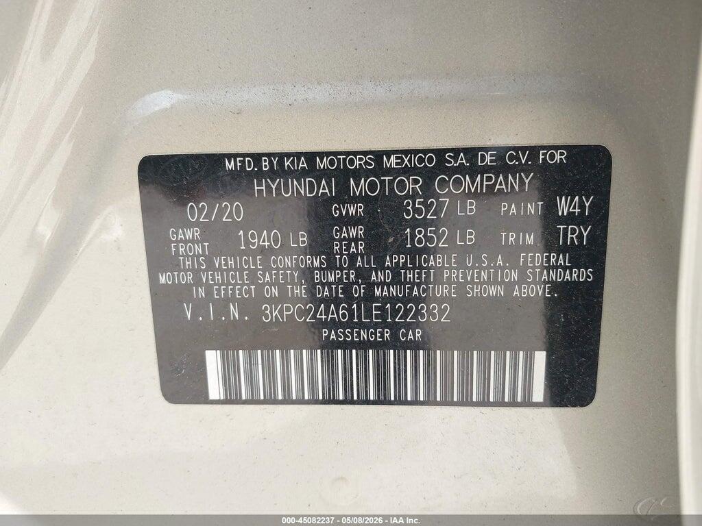 3KPC24A61LE122332 2020 HYUNDAI ACCENT photo no. 9