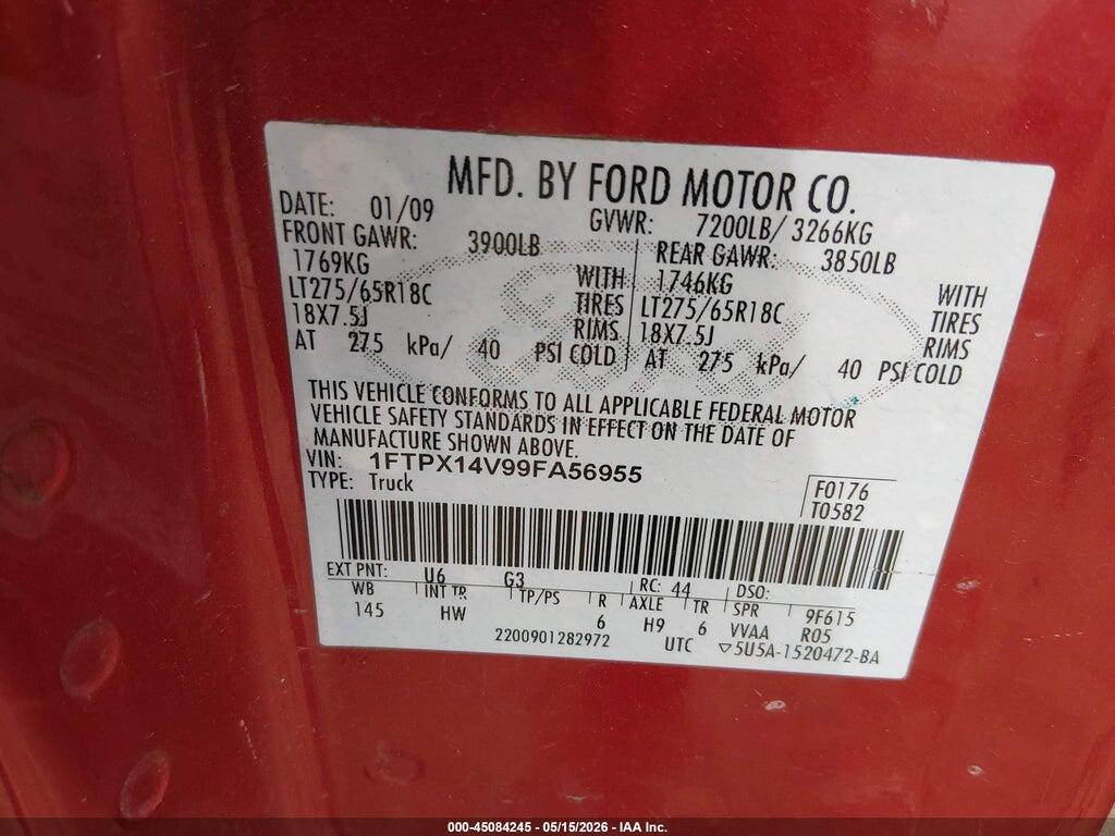 1FTPX14V99FA56955 2009 FORD F-150 photo no. 9