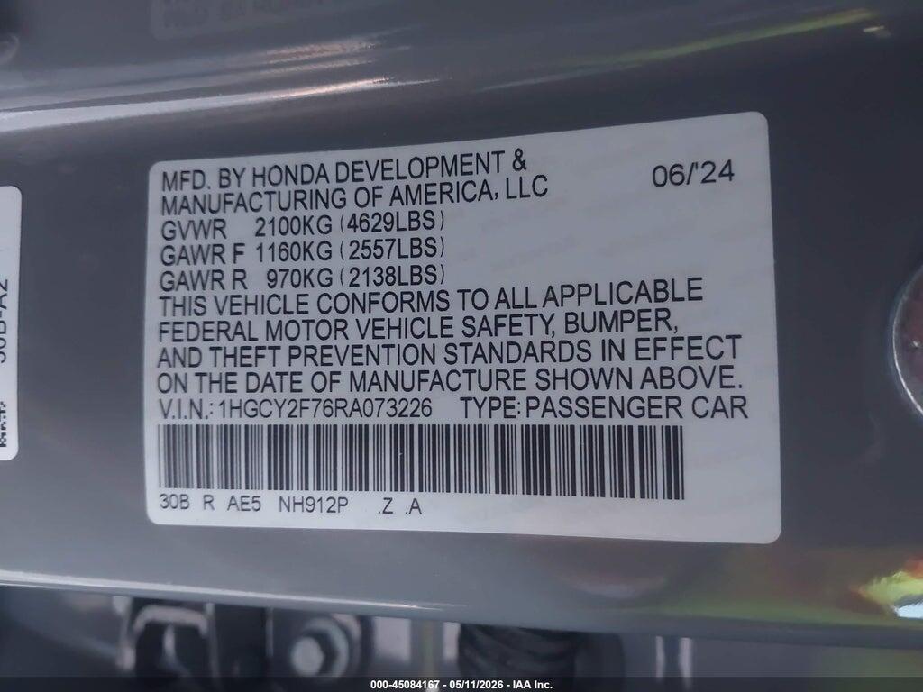 1HGCY2F76RA073226 2024 HONDA ACCORD photo no. 9