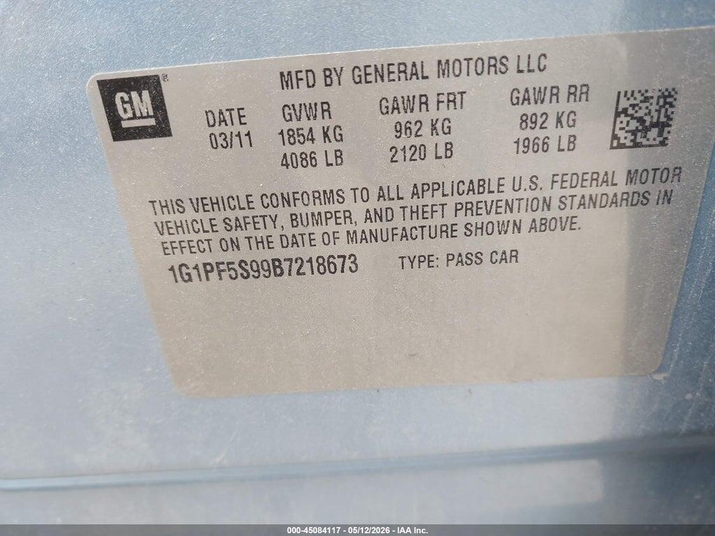 1G1PF5S99B7218673 2011 CHEVROLET CRUZE photo no. 9