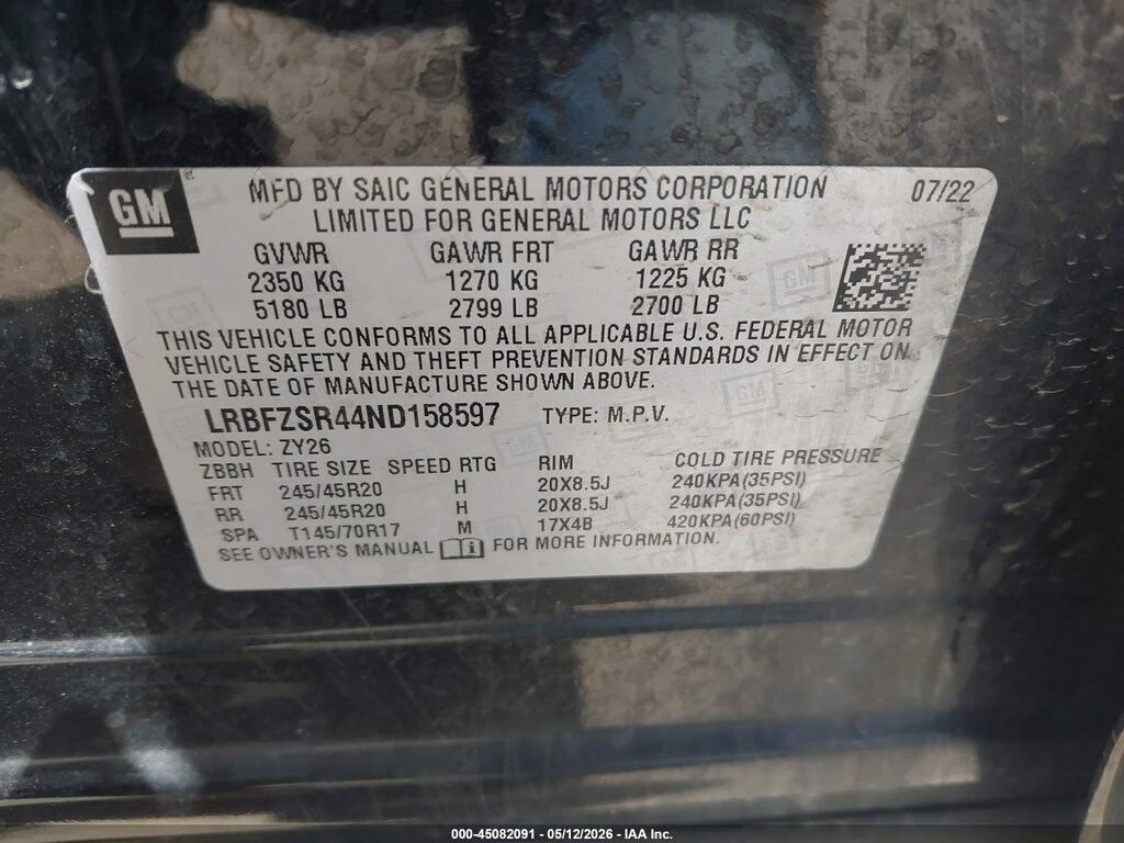 LRBFZSR44ND158597 2022 BUICK ENVISION photo no. 9