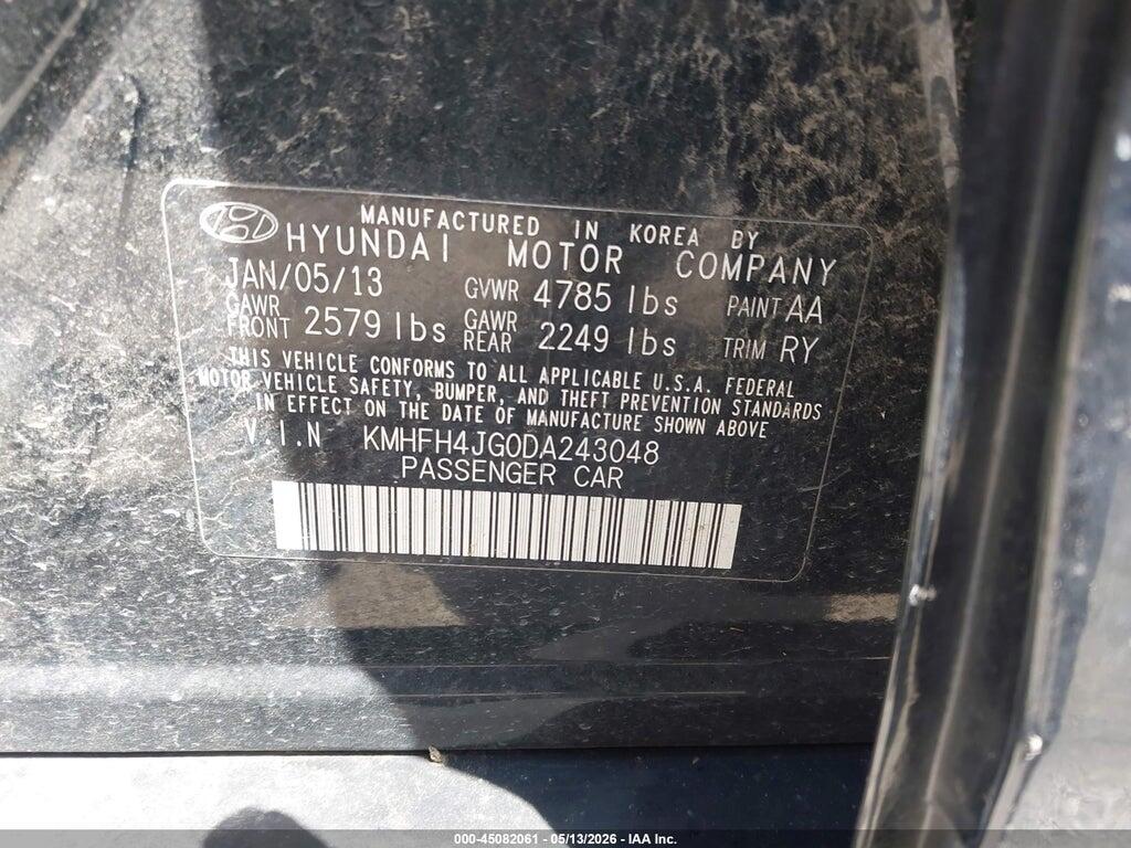 KMHFH4JG0DA243048 2013 HYUNDAI AZERA photo no. 9