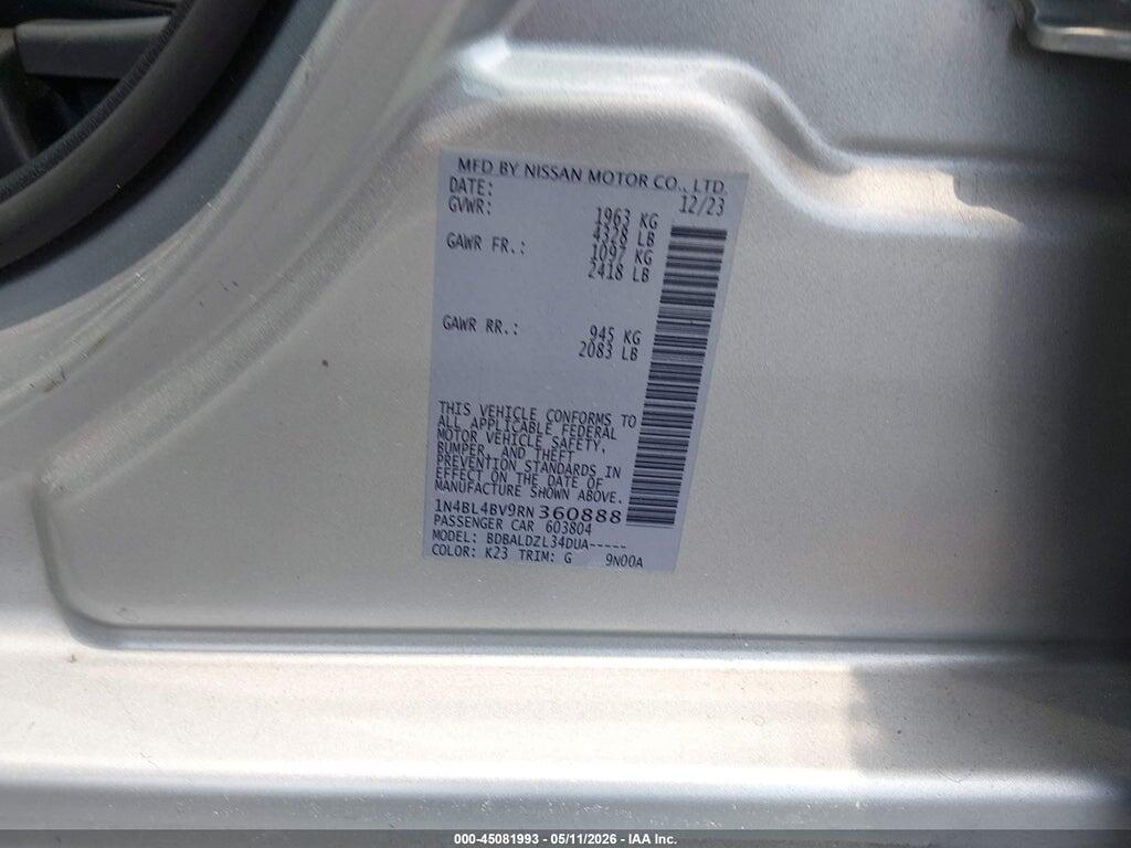1N4BL4BV9RN360888 2024 NISSAN ALTIMA photo no. 9