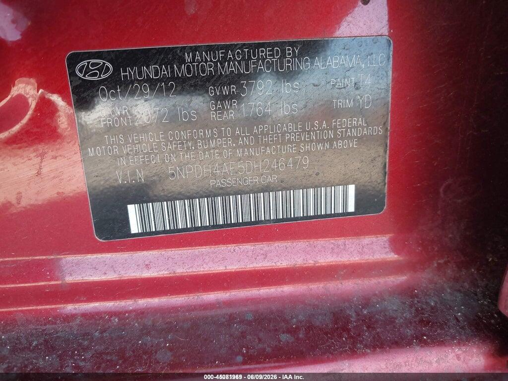 5NPDH4AE5DH246479 2013 HYUNDAI ELANTRA photo no. 9
