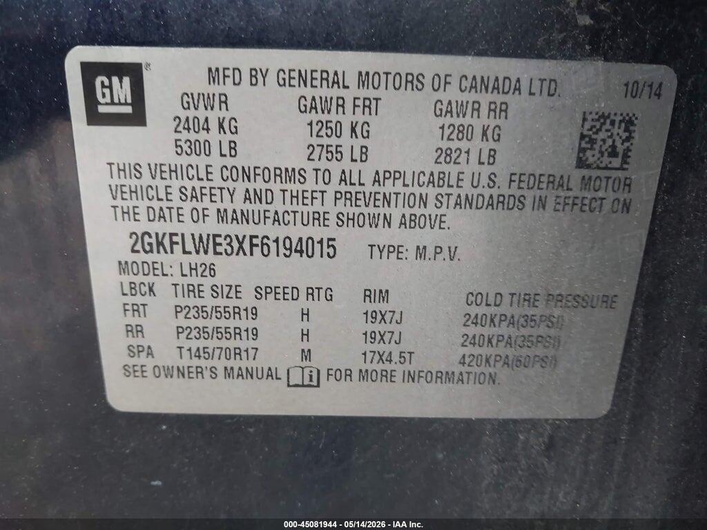 2GKFLWE3XF6194015 2015 GMC TERRAIN photo no. 9