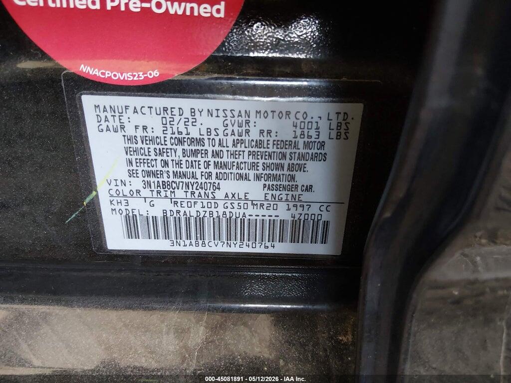 3N1AB8CV7NY240764 2022 NISSAN SENTRA photo no. 9