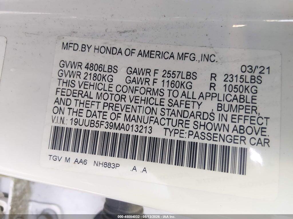 19UUB5F39MA013213 2021 ACURA TLX photo no. 9