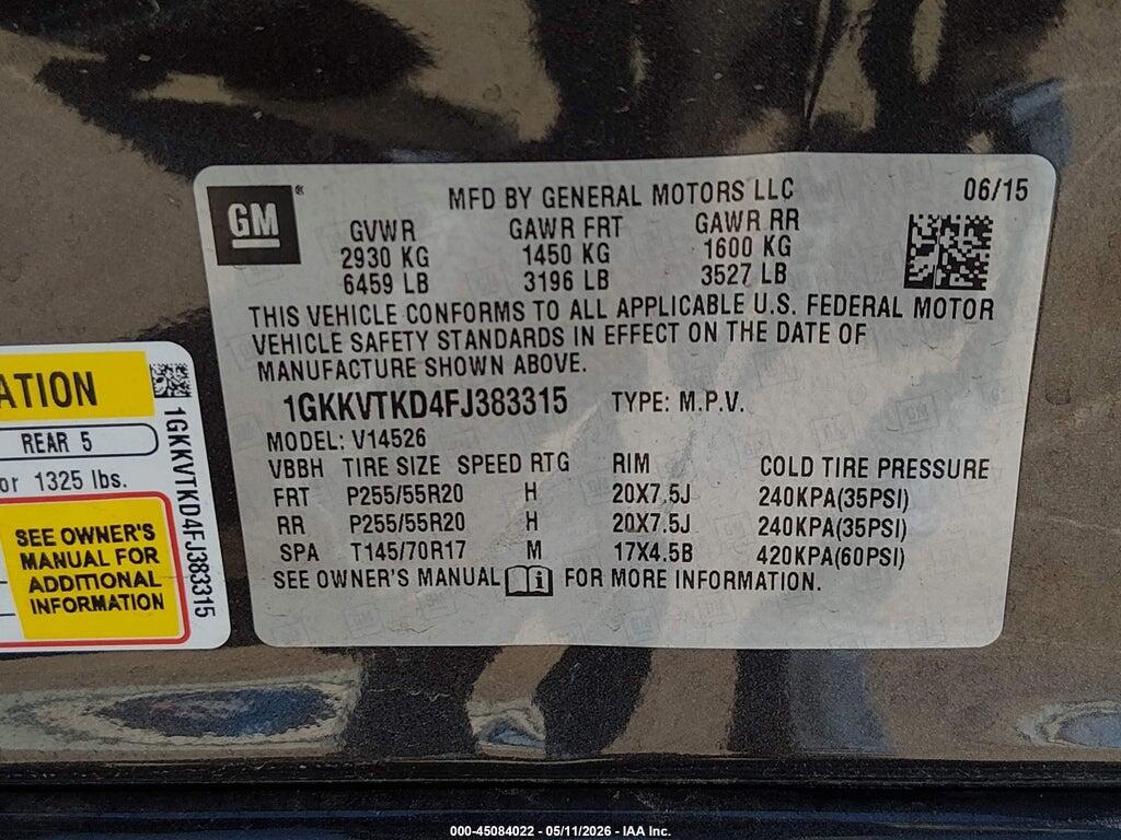 1GKKVTKD4FJ383315 2015 GMC ACADIA photo no. 9
