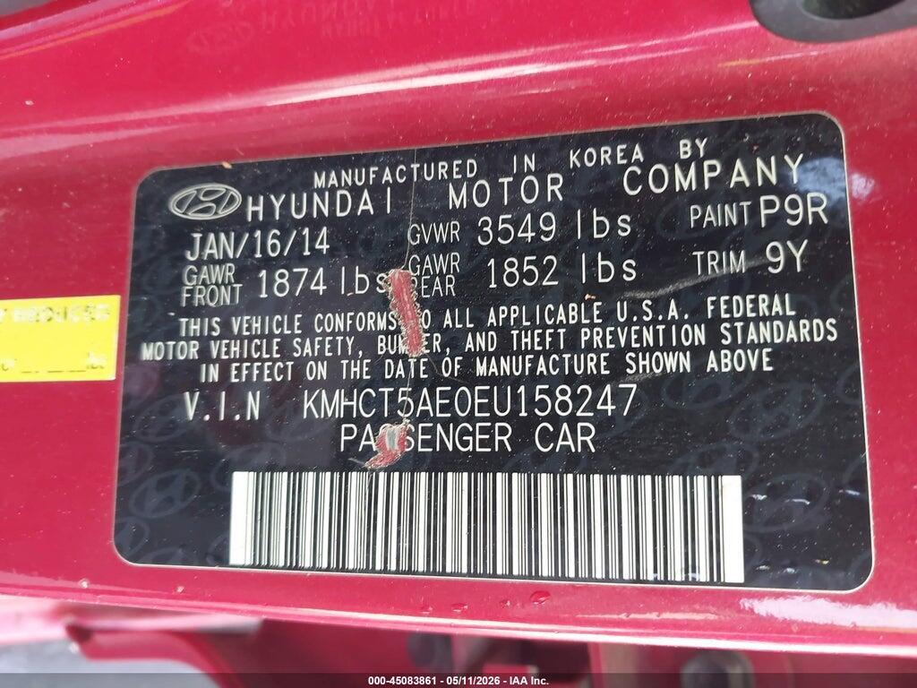 KMHCT5AE0EU158247 2014 HYUNDAI ACCENT photo no. 9