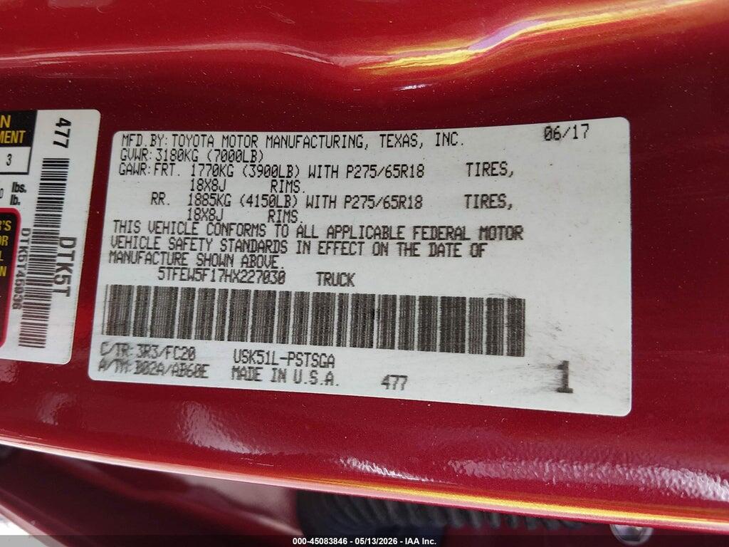 5TFEW5F17HX227030 2017 TOYOTA TUNDRA photo no. 9