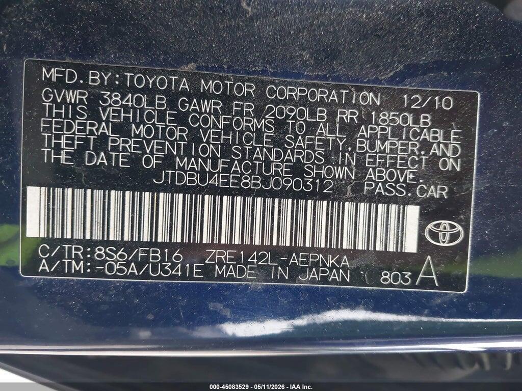 JTDBU4EE8BJ090312 2011 TOYOTA COROLLA photo no. 9