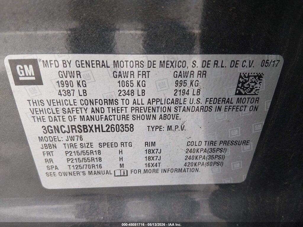 3GNCJRSBXHL260358 2017 CHEVROLET TRAX photo no. 9