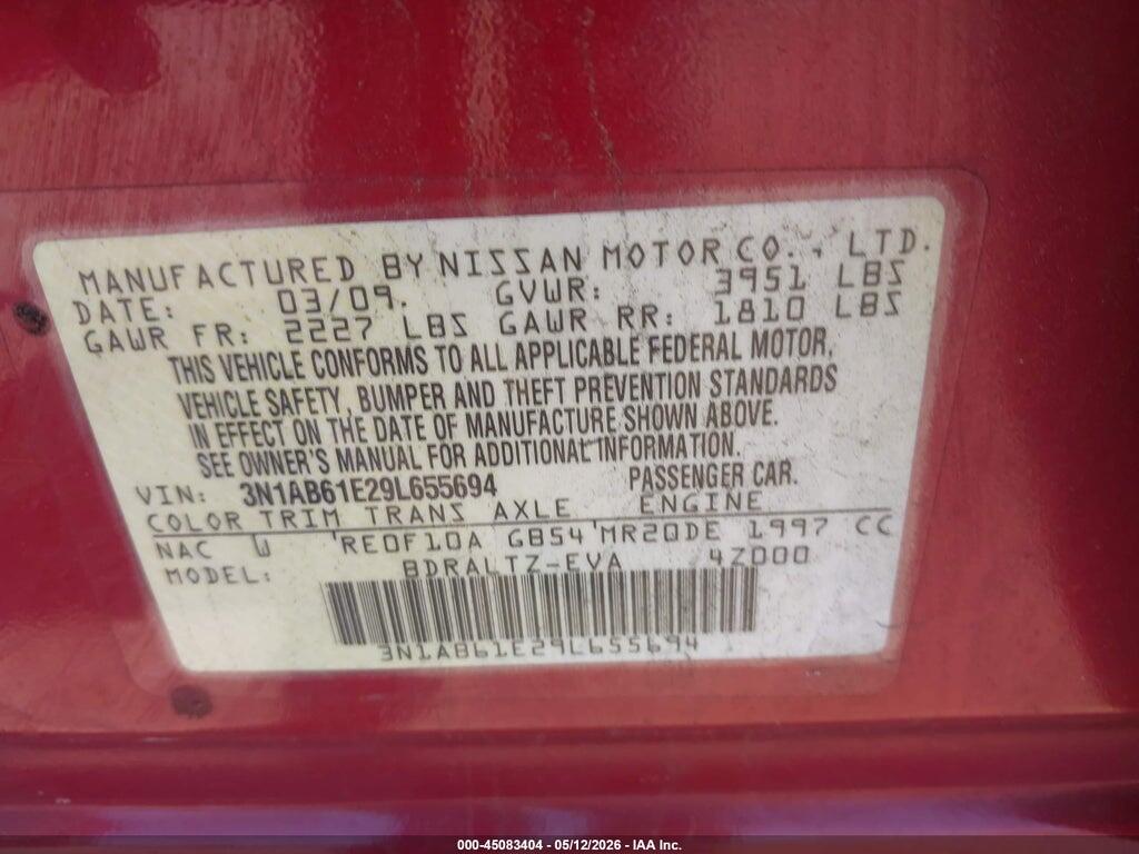 3N1AB61E29L655694 2009 NISSAN SENTRA photo no. 9