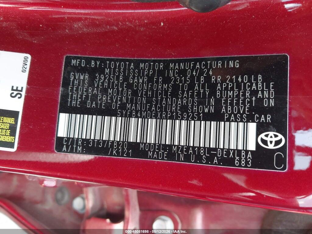 5YFB4MDEXRP159251 2024 TOYOTA COROLLA photo no. 9
