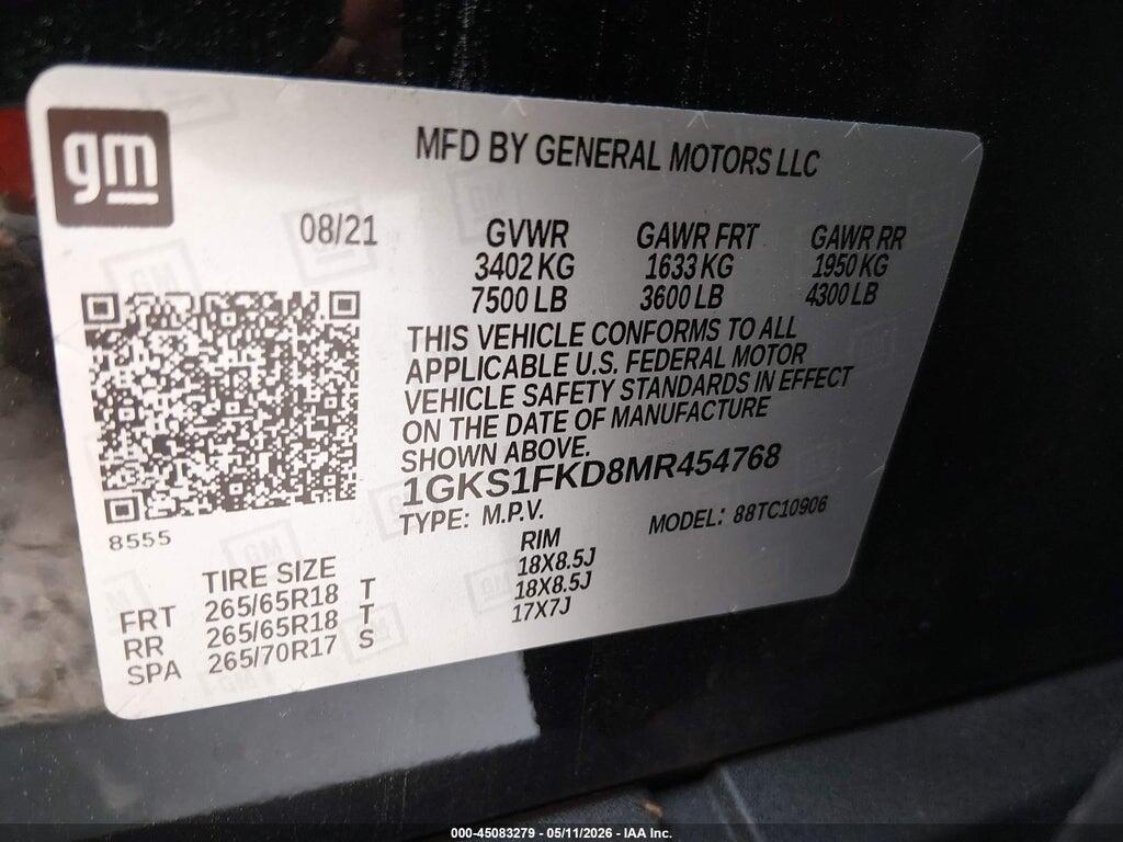 1GKS1FKD8MR454768 2021 GMC YUKON XL photo no. 9