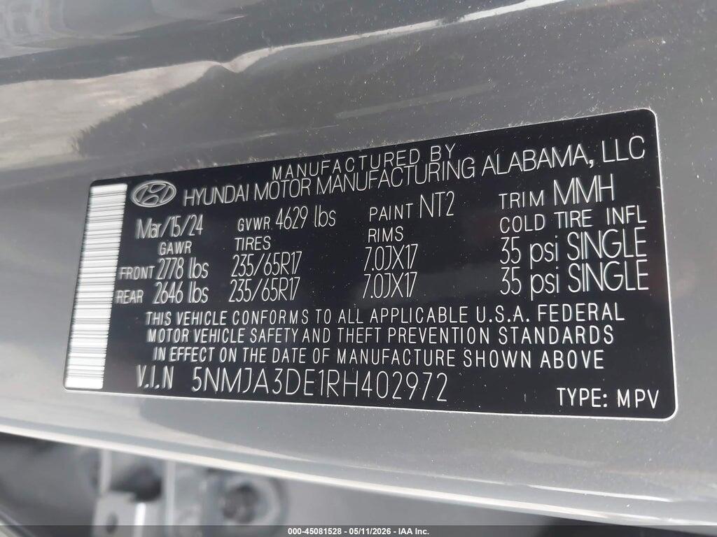 5NMJA3DE1RH402972 2024 HYUNDAI TUCSON photo no. 9