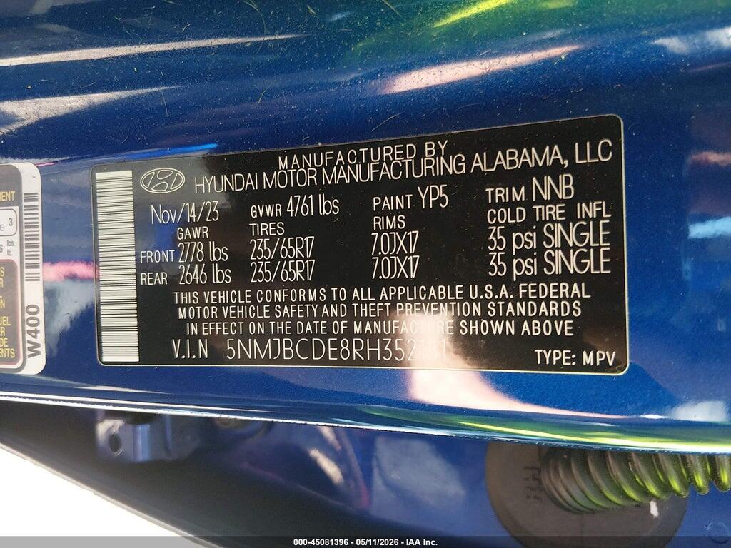 5NMJBCDE8RH352181 2024 HYUNDAI TUCSON photo no. 9