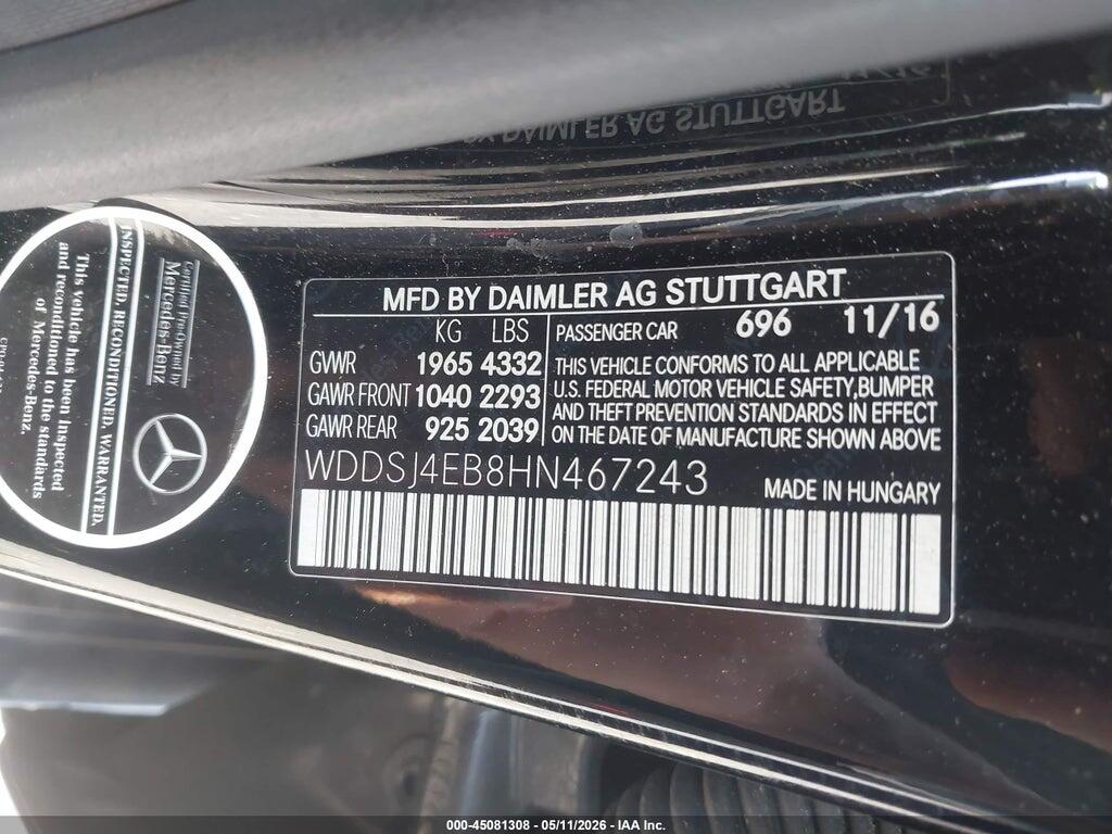 WDDSJ4EB8HN467243 2017 MERCEDES-BENZ CLA 250 photo no. 9