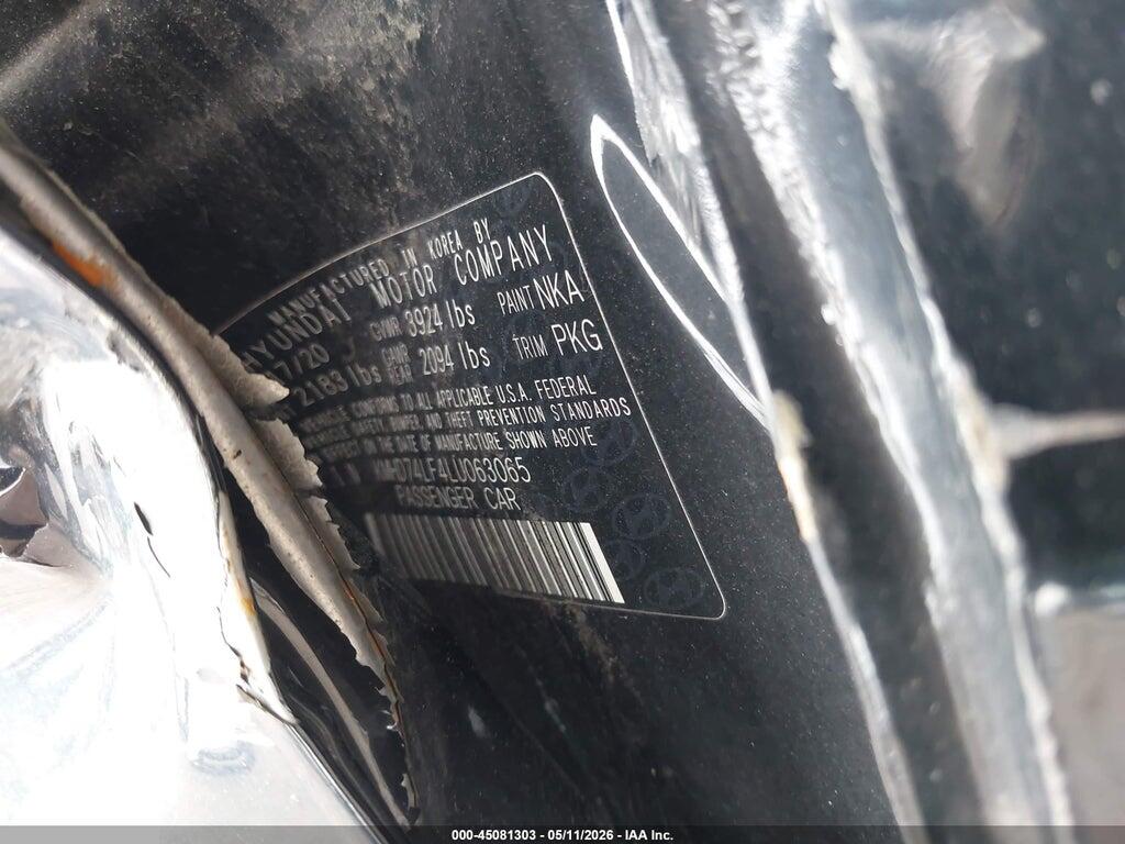 KMHD74LF4LU063065 2020 HYUNDAI ELANTRA photo no. 9