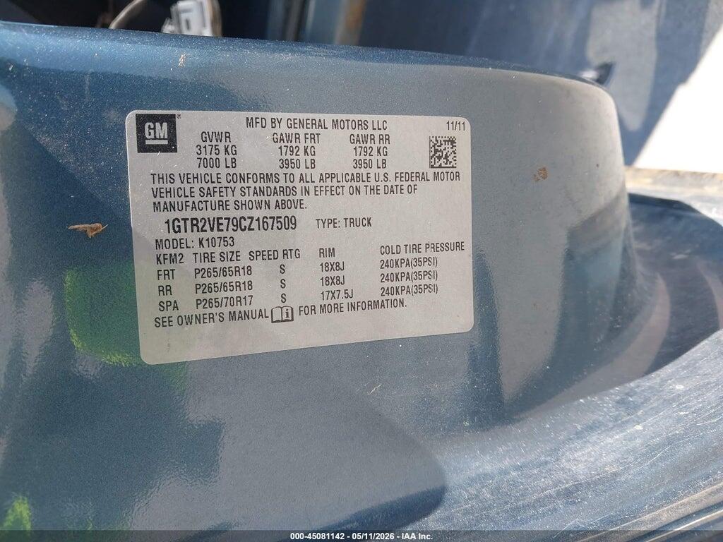 1GTR2VE79CZ167509 2012 GMC SIERRA 1500 photo no. 9