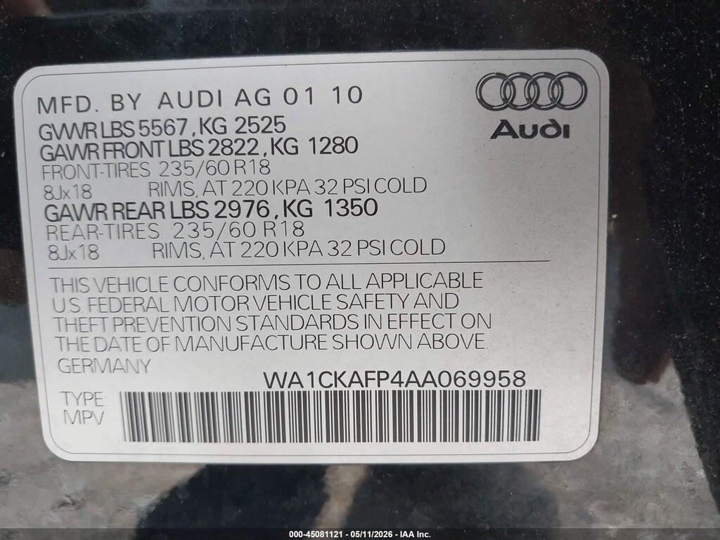 WA1CKAFP4AA069958 2010 AUDI Q5 photo no. 9