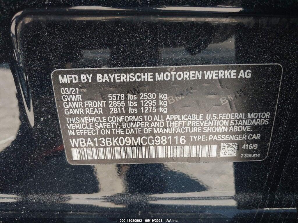 WBA13BK09MCG98116 2021 BMW M550I photo no. 9