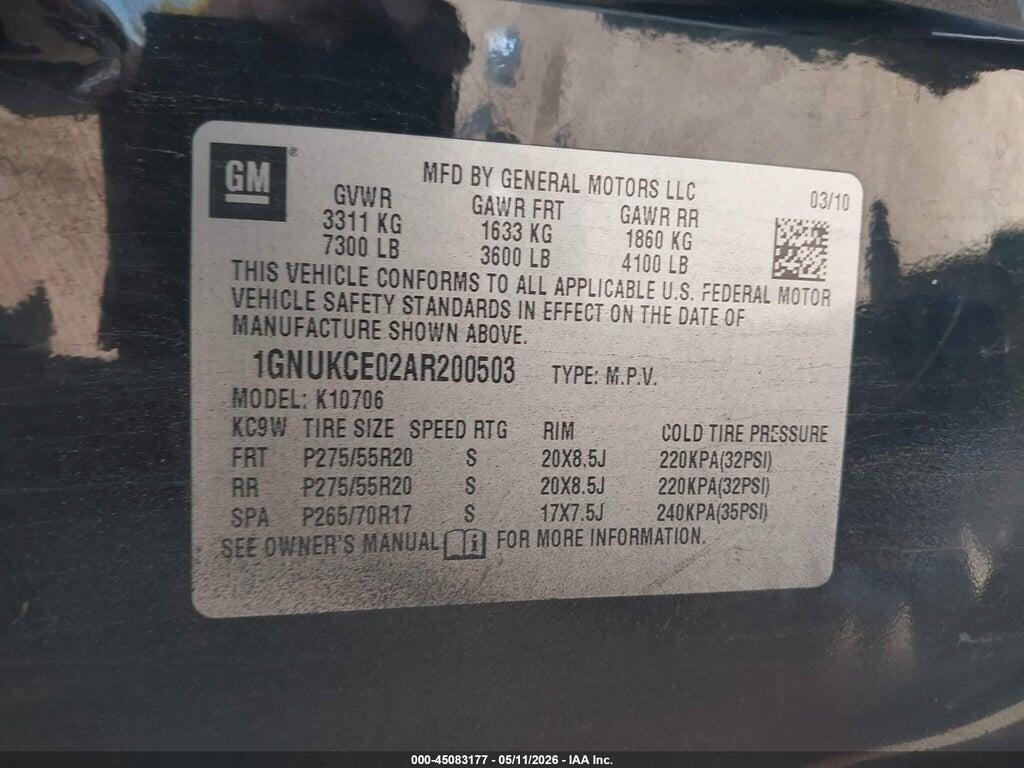 1GNUKCE02AR200503 2010 CHEVROLET TAHOE photo no. 9