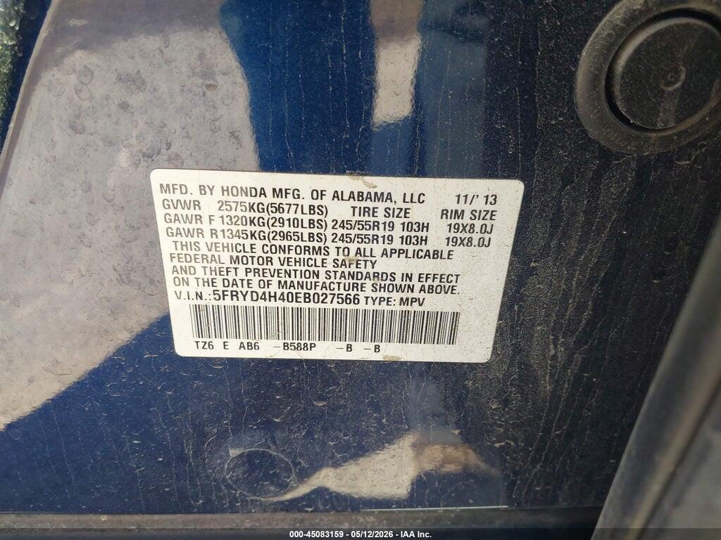 5FRYD4H40EB027566 2014 ACURA MDX photo no. 9