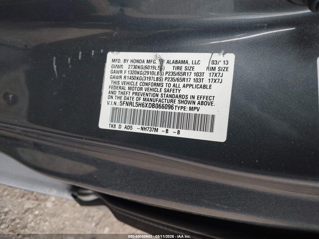 5FNRL5H6XDB066096 2013 HONDA ODYSSEY photo no. 9