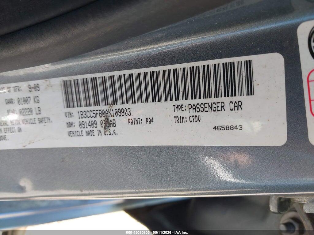 1B3CC5FB0AN109803 2010 DODGE AVENGER photo no. 9