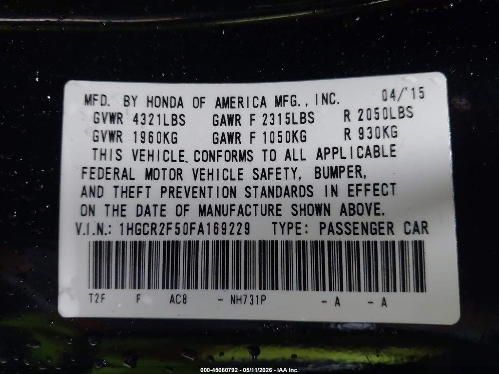 1HGCR2F50FA169229 2015 HONDA ACCORD photo no. 9