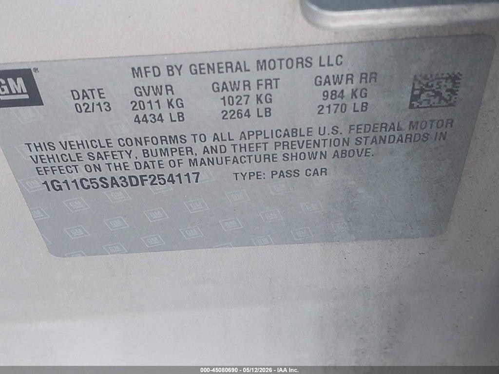 1G11C5SA3DF254117 2013 CHEVROLET MALIBU photo no. 9