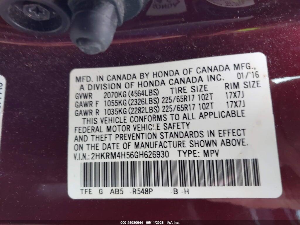 2HKRM4H56GH626930 2016 HONDA CR-V photo no. 9