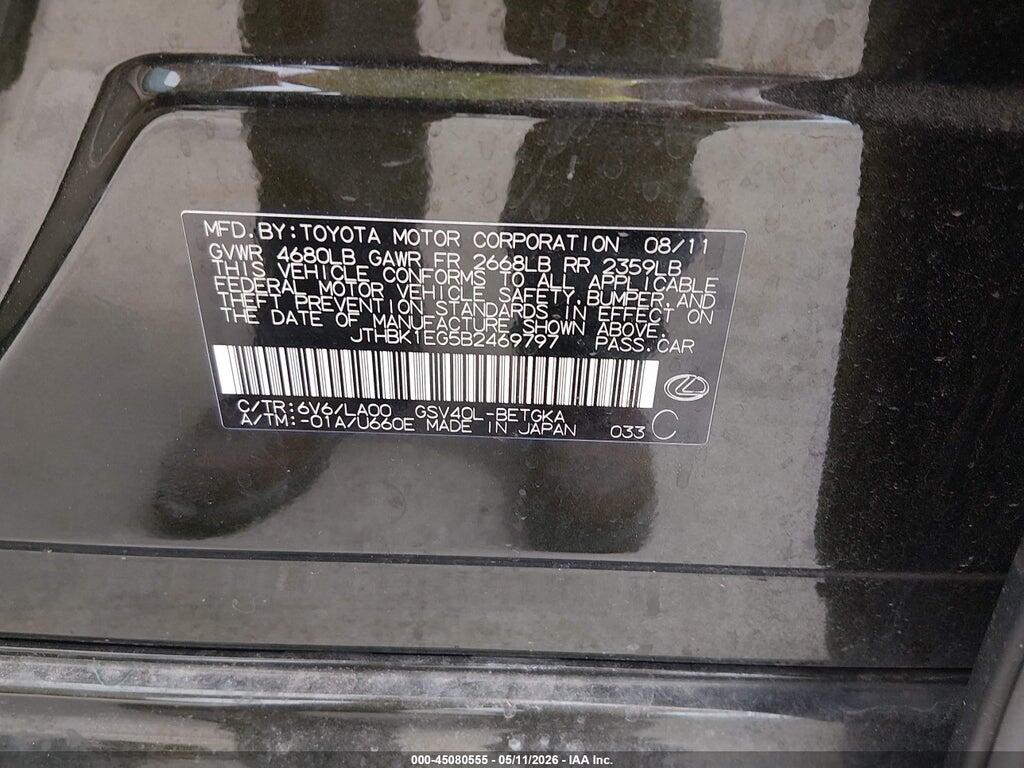 JTHBK1EG5B2469797 2011 LEXUS ES 350 photo no. 9