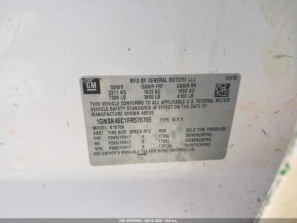 1GNSK4EC1FR576785 2015 CHEVROLET TAHOE photo no. 9