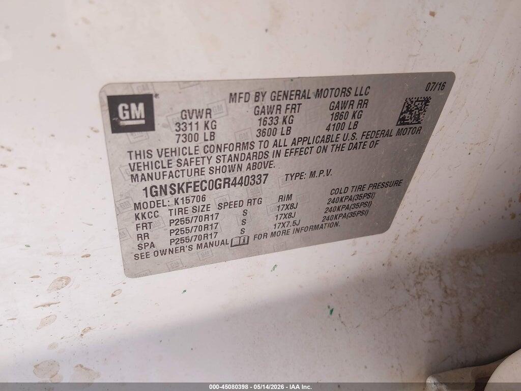 1GNSKFEC0GR440337 2016 CHEVROLET TAHOE photo no. 9
