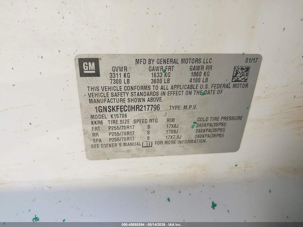1GNSKFEC0HR217796 2017 CHEVROLET TAHOE photo no. 9