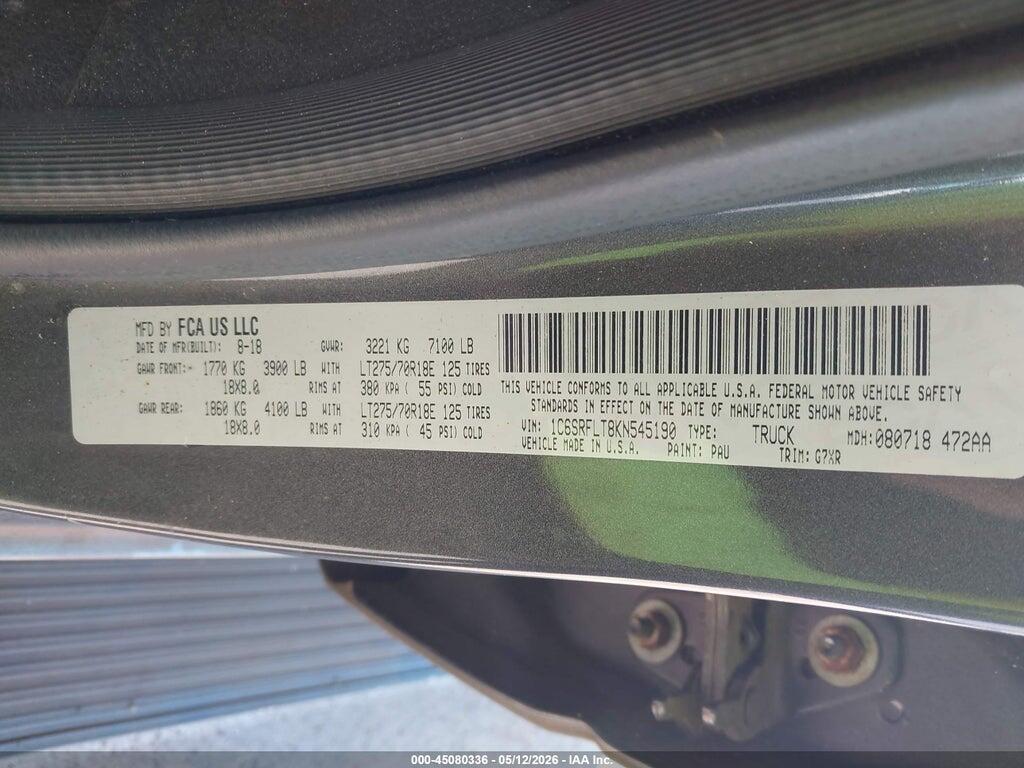 1C6SRFLT8KN545190 2019 RAM 1500 photo no. 9