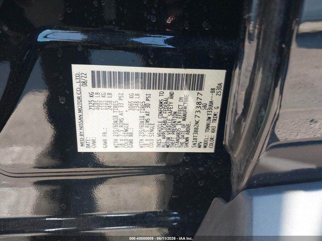 5N1BT3BB2NC733877 2022 NISSAN ROGUE photo no. 9