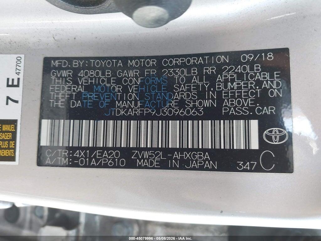 JTDKARFP9J3096063 2018 TOYOTA PRIUS PRIME photo no. 9