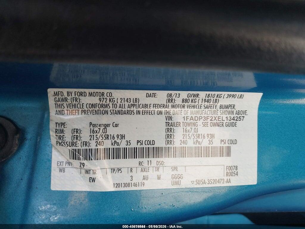 1FADP3F2XEL134257 2014 FORD FOCUS photo no. 9