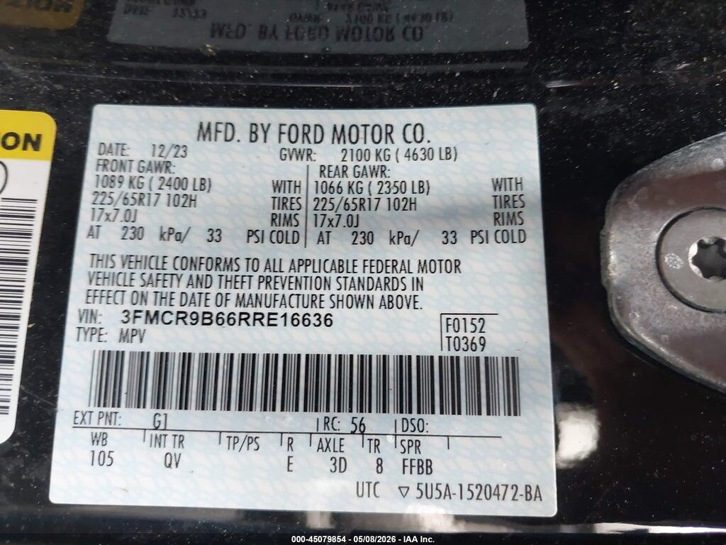 3FMCR9B66RRE16636 2024 FORD BRONCO SPORT photo no. 9
