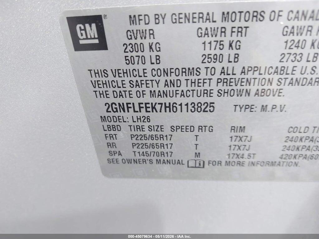 2GNFLFEK7H6113825 2017 CHEVROLET EQUINOX photo no. 9