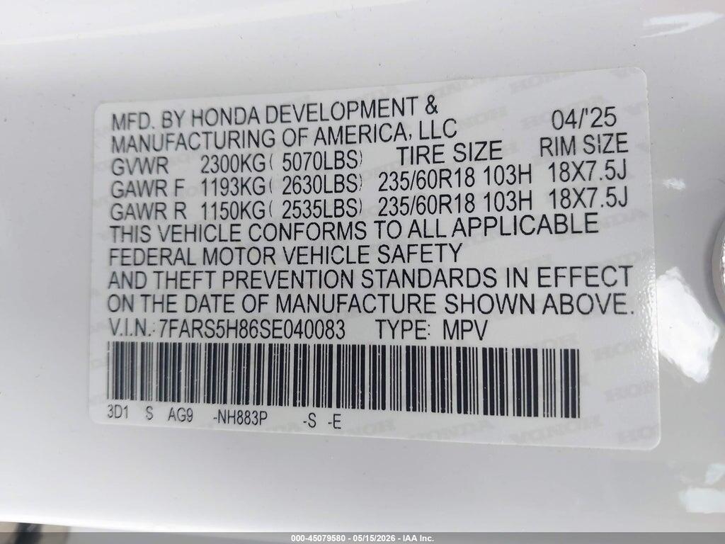 7FARS5H86SE040083 2025 HONDA CR-V HYBRID photo no. 9