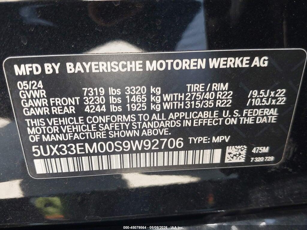 5UX33EM00S9W92706 2025 BMW X7 photo no. 9