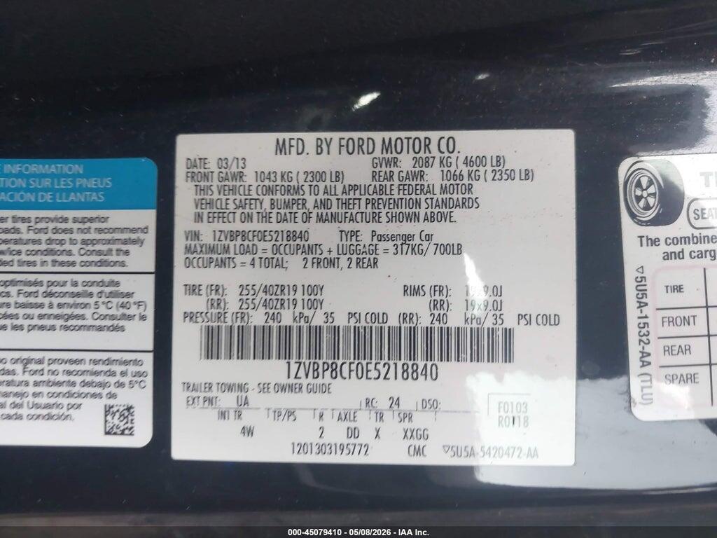 1ZVBP8CF0E5218840 2014 FORD MUSTANG photo no. 9