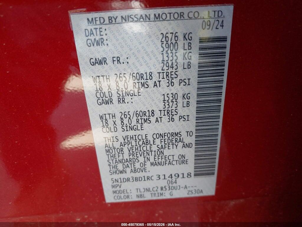 5N1DR3BD1RC314918 2024 NISSAN PATHFINDER photo no. 9