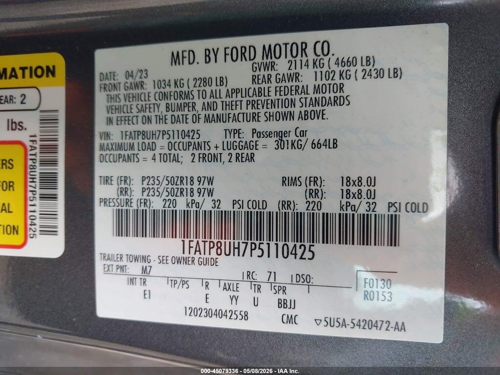 1FATP8UH7P5110425 2023 FORD MUSTANG photo no. 9